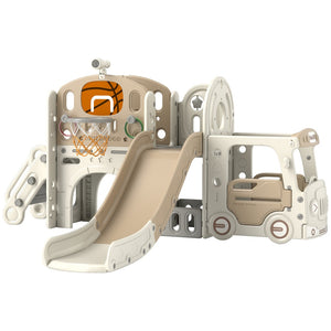 English Elm Qaba 9 in 1 Toddler Activity Climber Indoor Slide Set with Car Theme Play Center W2225P229333