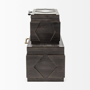Mercana Cassia Stylish Wooden Storage Boxes with Iron Handles for Modern Farmhouse and Urban Loft Decor 57853
