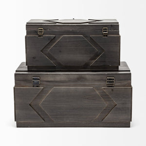 Mercana Cassia Stylish Wooden Storage Boxes with Iron Handles for Modern Farmhouse and Urban Loft Decor 57853