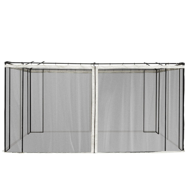 English Elm Outsunny 10' X 13' Durable Mesh Sidewall Set With Zippers For Gazebos & Canopy Tents - Cream Trim W2225P174211-GIGA