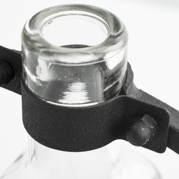 Mercana Monica I Striking Matte Metal and Glass Bottle Vase for Modern Desert-Inspired Home Decor Black Metal |  8.3H 67909