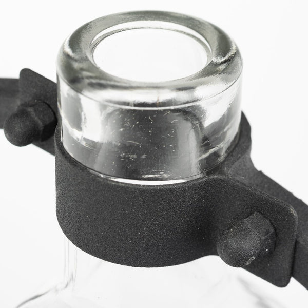 Mercana Monica I Striking Matte Metal and Glass Bottle Vase for Modern Desert-Inspired Home Decor Black Metal | 10H 67910