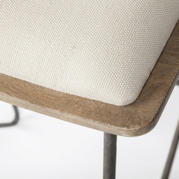 Mercana Katniss 26" Total Height Plush Saddle-Seat Stool with Sturdy Antiqued Frame for Stylish Interiors Cream Fabric | Gold Metal | Counter 68465