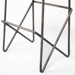 Mercana Katniss 26" Total Height Plush Saddle-Seat Stool with Sturdy Antiqued Frame for Stylish Interiors Cream Fabric | Gold Metal | Counter 68465