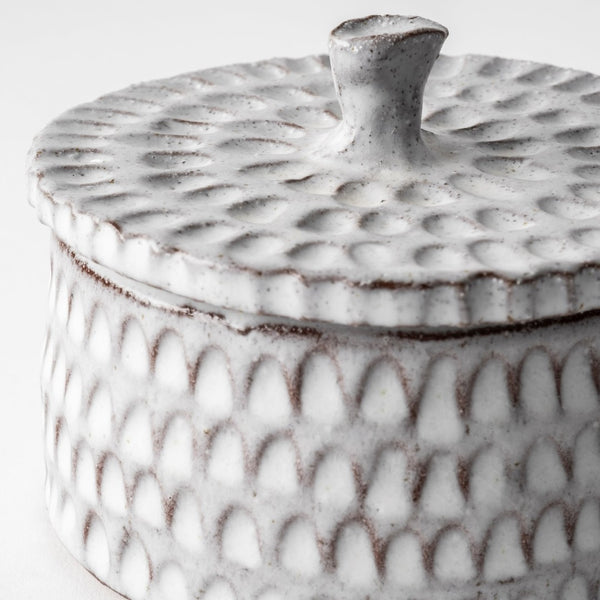 Mercana Azul Decorative Ceramic Box – Artisan Textured Accent for Modern Interiors, Ideal for Stylish Storage Gray Ceramic | 4.9W 68913
