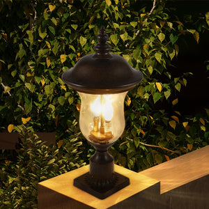 English Elm 21"(H) Vintage Outdoor Lamp Post Light, Waterproof Bronze Garden Lantern with Clear Glass Shade, E12 Bulb Ready W2312P389949