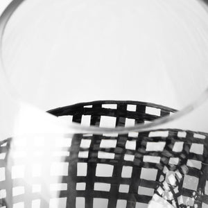 Mercana Reena Small Woven Metal Base Candle Holder with Hurricane Glass for Stylish Home Décor Lighting Black Metal | 10H 68939