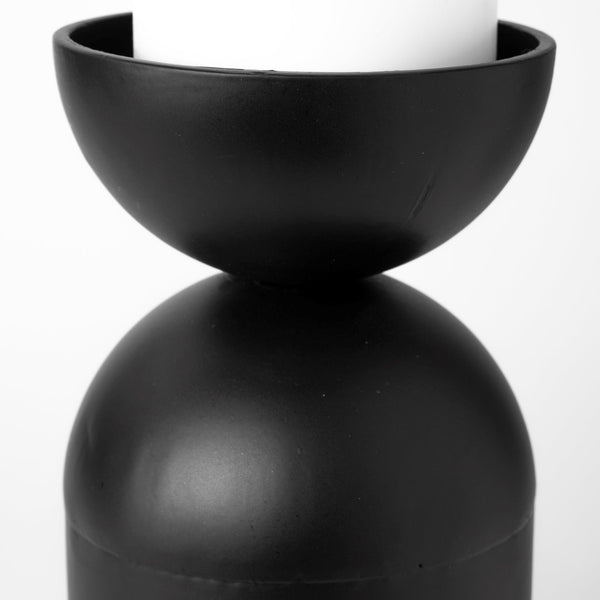 Mercana Alex Cylindrical Candle Holder - Elegant Matte Finish for Modern Ambiance in Any Room Decor Black Metal | 9.3H 68946
