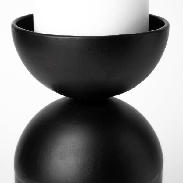 Mercana Alex Cylindrical Candle Holder - Elegant Matte Finish for Modern Ambiance in Any Room Decor Black Metal | 13.4H 68947