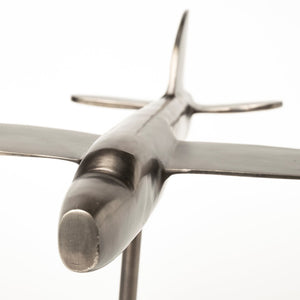 Mercana Maverick 12L x 16W Glossy Gunmetal Bomber Plane Sculpture - Striking Aviation Décor Accent Piece 68954