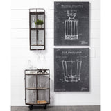 Mercana Saluti II Black Metal Frame cage w/three wood shelves oval Bar Cart 67972