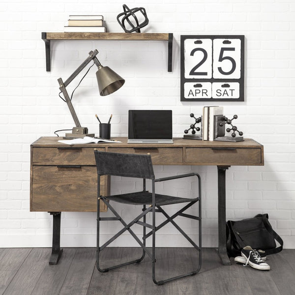 Mercana Direttore Industrial Folding Dining Chair with Suede Seat - Rustic Charm for Modern Spaces Black Leather | Black Metal 68797