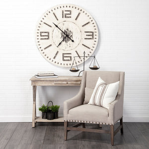 Mercana Devonshire 42L x 42H Round Oversized Farmhouse Wall Clock 63034