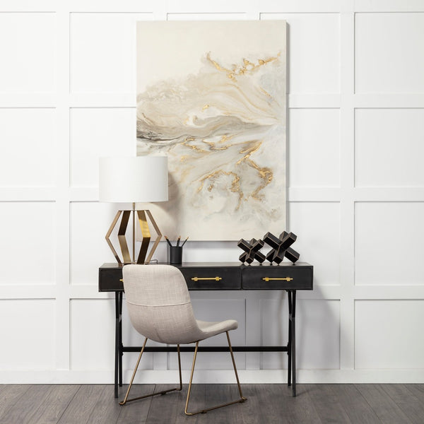 Mercana Abel Geometric Accent Piece with Matte Black Finish and Gold Accents for Modern Decor Styling Black Metal | 6H 68808