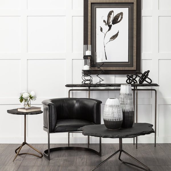 Mercana Omega Candle Holder - Modern Stacked Ring Design in Matte Finish for Elegant Tabletop Décor Black Metal |  21.3H 67880