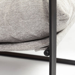 Mercana Guilia Modern Lounge Chair with Plush Cushion and Sturdy Metal Frame for Stylish Comfort & Durability Frost Gray Fabric | Black Metal 69003