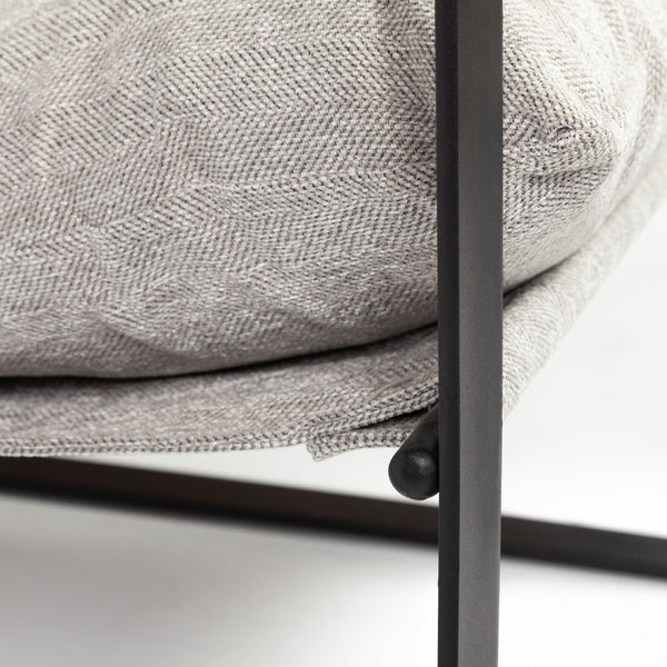 Mercana Guilia Modern Lounge Chair with Plush Cushion and Sturdy Metal Frame for Stylish Comfort & Durability Frost Gray Fabric | Black Metal 69003