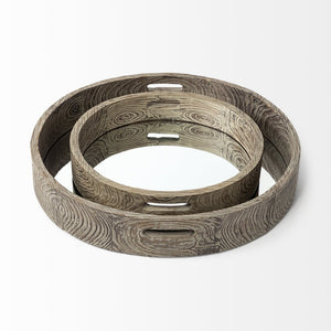 Mercana Whittier Versatile Reclaimed Wood Tray - Rustic Decor & Functional Serving Solution for Your Home Brown Wood | Mirror | 28W 37169