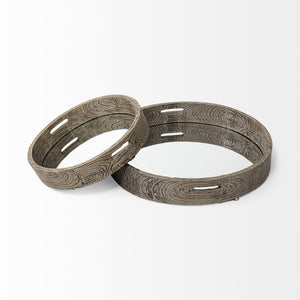 Mercana Whittier Versatile Reclaimed Wood Tray - Rustic Decor & Functional Serving Solution for Your Home Brown Wood | Mirror | 20W 37168