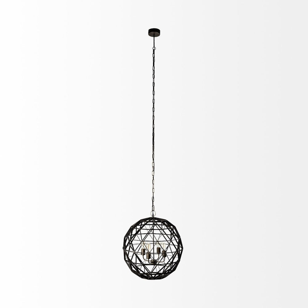 Mercana Dyson Triangular Orb Chandelier - Modern Industrial Four-Bulb Fixture for Stylish Ambient Lighting 67956