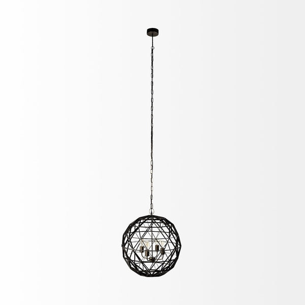 Mercana Dyson Triangular Orb Chandelier - Modern Industrial Four-Bulb Fixture for Stylish Ambient Lighting 67956