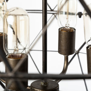 Mercana Dyson Triangular Orb Chandelier - Modern Industrial Four-Bulb Fixture for Stylish Ambient Lighting 67956