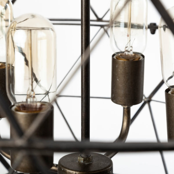 Mercana Dyson Triangular Orb Chandelier - Modern Industrial Four-Bulb Fixture for Stylish Ambient Lighting 67956