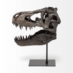 Mercana Lagrane Tyrannosaurus Rex Skull Replica - Stunning Fossilized Décor for Unique Themed Spaces Brown Resin | 12H 67025