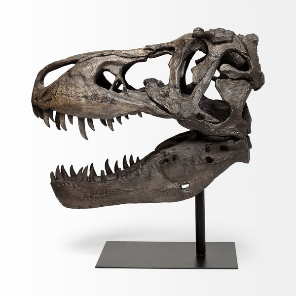 Mercana Lagrane Tyrannosaurus Rex Skull Replica - Stunning Fossilized Décor for Unique Themed Spaces Brown Resin | 20H 57430
