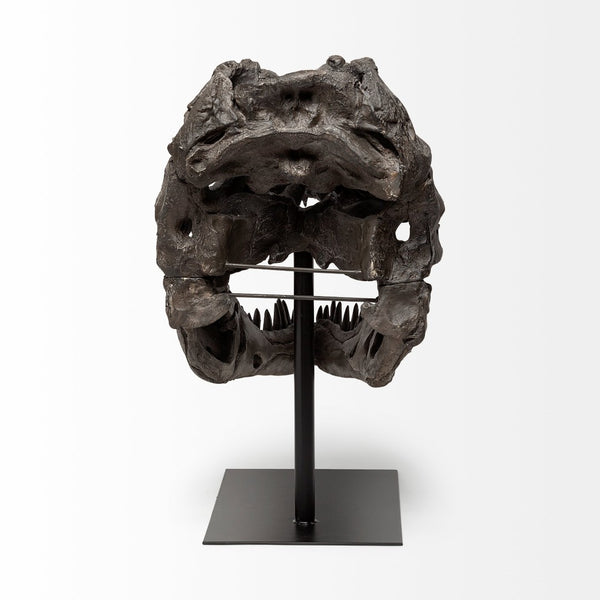 Mercana Lagrane Tyrannosaurus Rex Skull Replica - Stunning Fossilized Décor for Unique Themed Spaces Brown Resin | 20H 57430