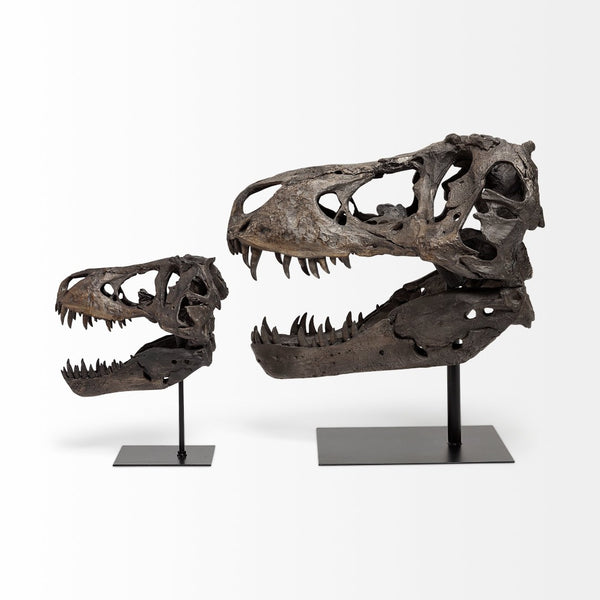 Mercana Lagrane Tyrannosaurus Rex Skull Replica - Stunning Fossilized Décor for Unique Themed Spaces Brown Resin | 20H 57430