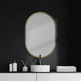 Mercana Sylvia I 24L x 35H Oval Gold Metal Frame Wall Mirror 68733