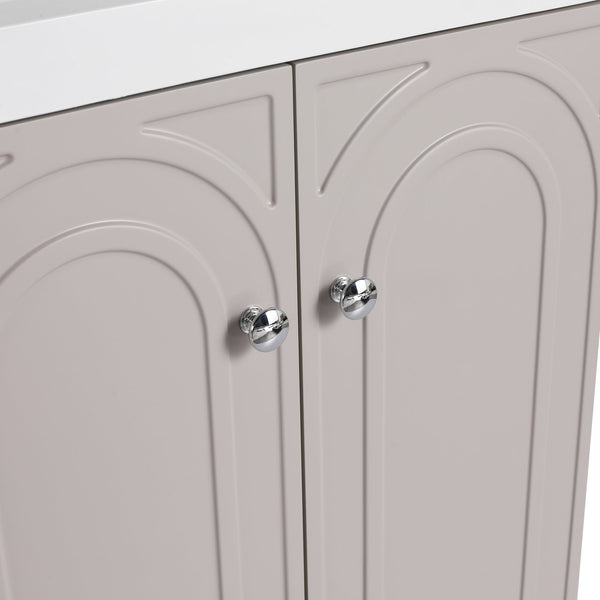 English Elm 24" Freestanding Bathroom Vanity with White Resin Sink, Soft-Close Doors, Adjustable Shelf, Durable Plywood Finish khaki W999S00334