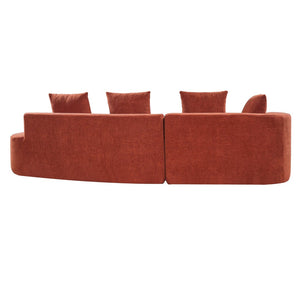 English Elm 116" Curved Sectional Sofa Pearl Fabric Chaise Frameless Sponge Contemporary Living Room Orange N767P388359G