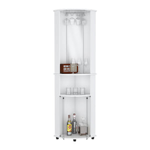 English Elm Chicago 75" H Mirrored Corner Bar Cabinet – Elegant Storage With Glass Doors, Shelves & Stemware Rack B070P210742