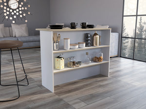 English Elm Fendi Multi Kitchen Island with Spacious 47.2"W Workstation and 2-Tier Shelf for Small Spaces B070S00315