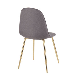 English Elm Pebble Mid-Century Accent Chair Set with Gold Steel Frame, Padded Upholstery for Dining & Lounge Charcoal B202P223624