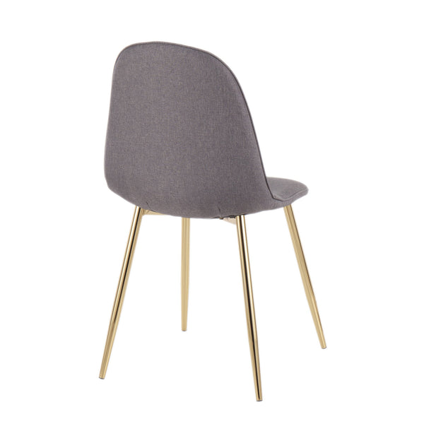 English Elm Pebble Mid-Century Accent Chair Set with Gold Steel Frame, Padded Upholstery for Dining & Lounge Charcoal B202P223624
