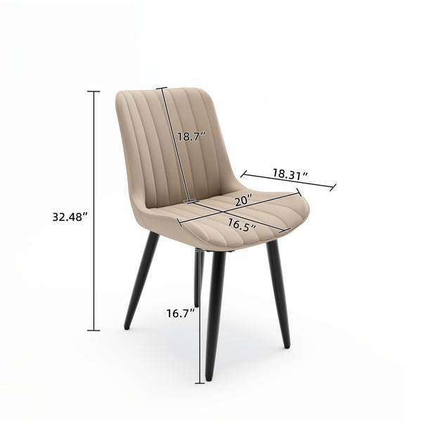 English Elm Set of 2 Armless Pu Leather Dining Chairs Cushioned Seat Brushed Metal Legs Modern Cream W3316P426928