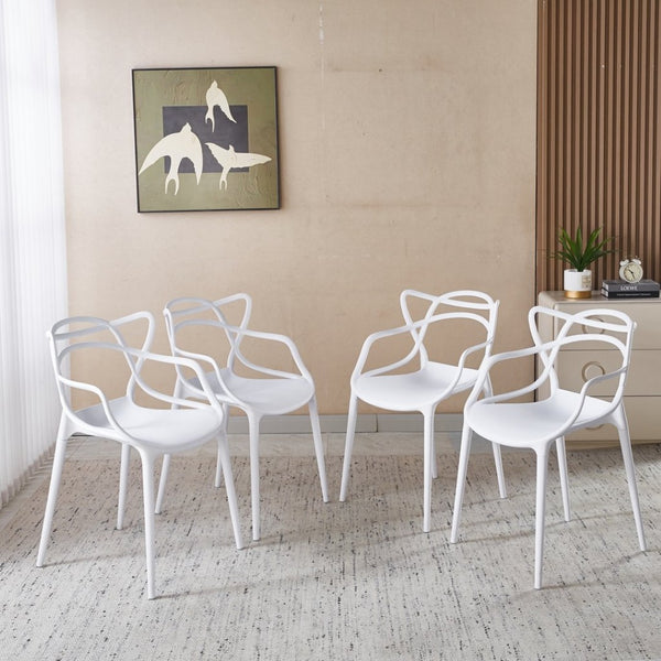 English Elm 1+4,5pieces Mid-century Dining Set White Mdf Top Tapered Metal Legs Seats Six W3766S00009