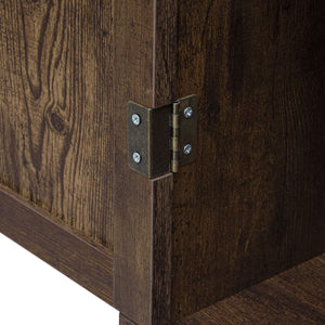 English Elm 4 Door Cabinet with Drawer and 4 Adjustable Shelves, Anti-Tip Safety, Metal Hinges, 44.49x19.1x13.59 inches Premium Storage Cabinet W688P211279