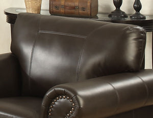 English Elm Tranditional Vintage Dark Brown Leather Sofa - 3-Seater With Curved Armrests & 2 Pillows For Comfort B347P408523-GIGA