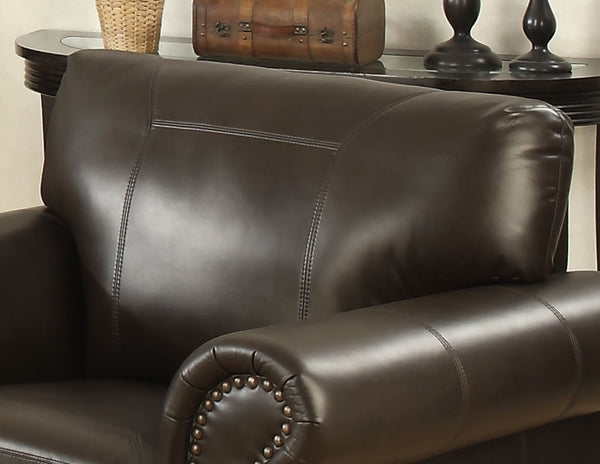 English Elm Tranditional Vintage Dark Brown Leather Sofa - 3-Seater With Curved Armrests & 2 Pillows For Comfort B347P408523-GIGA
