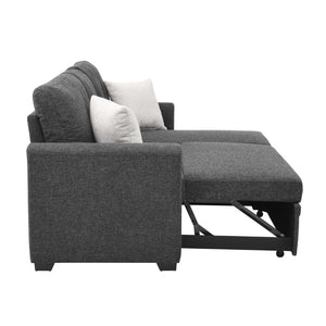 English Elm 76.5" Convertible Sectional Sleeper Sofa with Chaise and Hidden Storage Compartment Dark Gray B355S00013