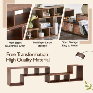 English Elm 2 Pieces Cube TV Stand with Adjustable 55–80" Length, Six Open Shelves, Modern Minimalist Storage and Durable MDF Design Acacia Wood W3226P298392