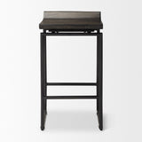 Mercana Givens Iv 24.25" Seat Height Black Wood Seat Black Frame Stool Black Wood | Black Metal | Counter Metal 67992