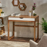 Christopher Knight Home® - Noble House - Ricketson Contemporary Handcrafted Mango Wood Desk with Storage, Natural and White