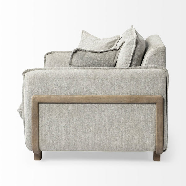 Mercana Roy Luxurious Upholstered Armchair with Solid Wood Frame for Elegant Living Room Comfort & Style Frost Gray Fabric | Brown Wood 68716