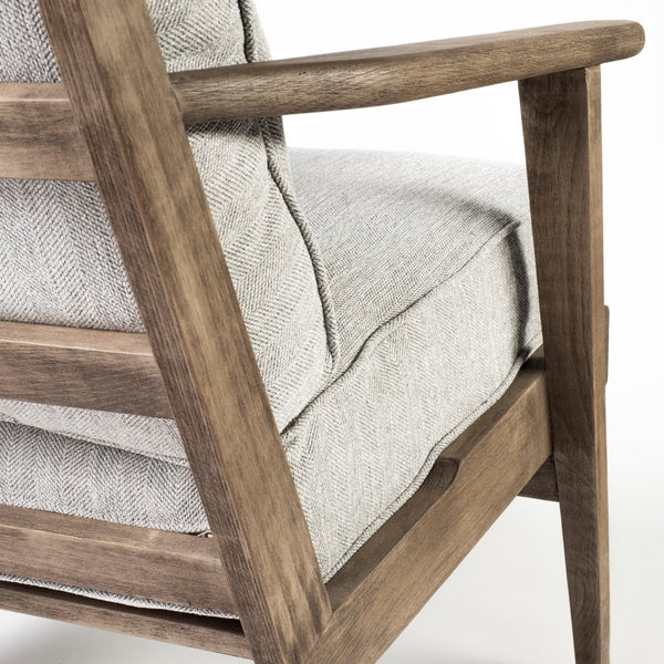Mercana Olympus Accent Chair - Mid-Century Modern Comfort with Durable Wooden Frame for Stylish Interiors Frost Gray Fabric | Brown Wood 68728