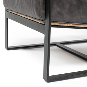 Mercana Stamford Accent Chair - Genuine Leather Comfort with Wood Back & Sturdy Metal Frame for Modern Style 68759